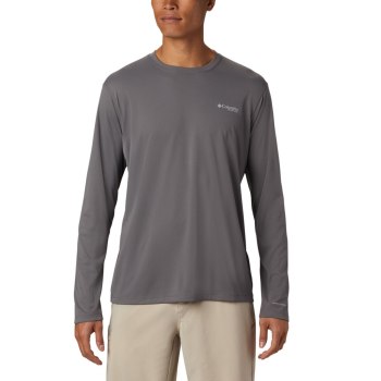 Columbia PFG Zero Rules Long Sleeve, Sudaderas Grises Para Hombre | 253701-SXP